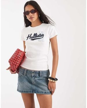 Hollister Low Rise Denim Micro Skirt - White