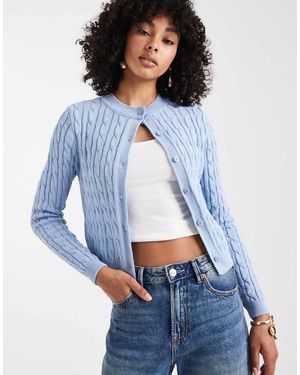 ASOS Knitted Mini Cable Stitch Cardigan - Blue