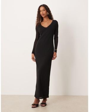 ASOS Lace Insert Ruched Front Midi Dress - Black