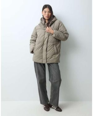 JJXX Mid Length Puffer Jacket With Hood - Grey