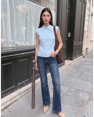 Vero Moda Mouwloze Kanten Top Met Mandarijnkraag En Sluiting - Wit