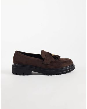 SEQWL Mocassins à pampilles chunky effet daim couleur chocolat - Noir