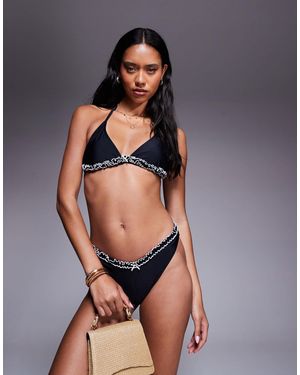 The Frolic Exclusive Contrast Bow Detail Bikini Bottom Co-ord - Grey