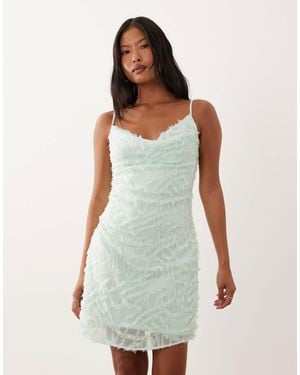 Vila Cowl Neck Textured Cami Mini Dress - White