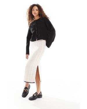 ONLY Contrast Trim Knitted Midi Skirt - Black