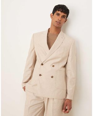 ASOS Linen-blend Slim Suit Jacket - Natural