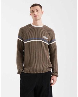 Hollister Retro Knitted Crew Neck Jumper - Brown