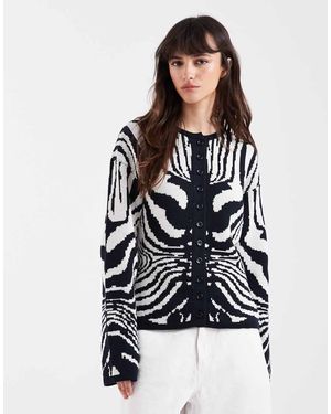 ASOS Cárdigan Con Estampado De Cebra De Jacquard De Punto De - Negro