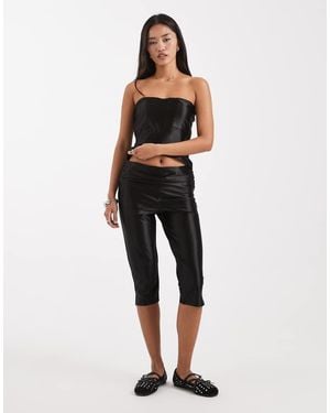 Collusion Pantalones Capri Negros De Talle Bajo De Satén Elástico De (Parte De Un Conjunto)