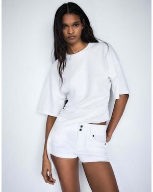 Bershka Denim Mini Shorts - White