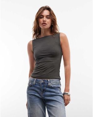 Weekday Annie Super Soft Boat Neck Tank Top - Blue