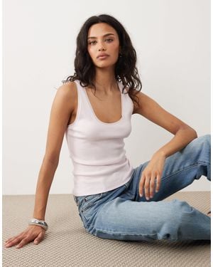 Mango Cotton Rich Scoop Neck Vest - Blue