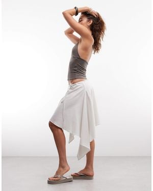 Weekday Asymmetric Draping Midi Wrap Skirt - White