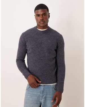 Mango Wool Mix Knit Crew Neck Jumper - Blue