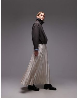 ASOS Satin Pleated Maxi Skirt - Gray