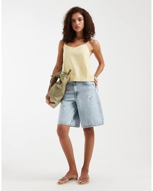 Vero Moda Hadley Mid-rise Loose Fit Denim Bermuda Short - Blue
