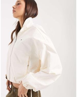 Tommy Hilfiger High Neck Jacket With Tie Detail - Natural