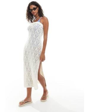 Miss Selfridge O Ring Bandeau Crochet Maxi Dress - White