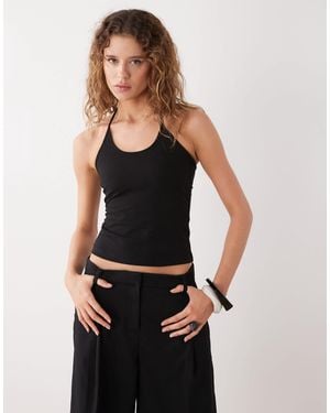 Weekday Scoop Halter Neck Vest Top - Black
