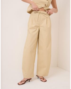Nobody's Child Cotton Tailored Barrel Leg Pants - Natural