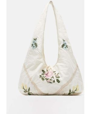 Pull&Bear Floral Print Tote Bag - White