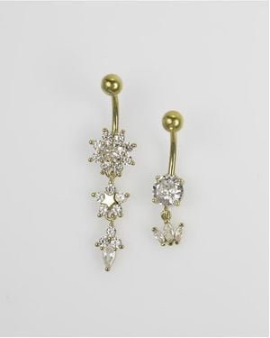 Lovisa Plated Surgical Steel Flower Power Belly Bar 2-Pack - White