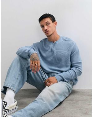 ASOS Oversized Knitted Henley - Blue