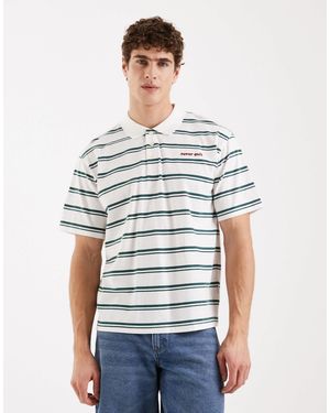 Redefined Rebel Torrey - polo oversize à manches courtes et rayures - blanc