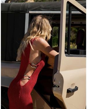 NA-KD X Audrey Afonso Crochet Knitted Mini Dress - Red