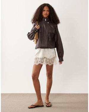 Wednesday's Girl Wednesdays Girl Faux Leather Oversized Pocket Detail Jacket - Purple