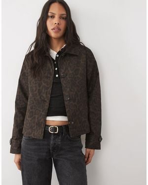 Threadbare Short Trench Coat - Brown