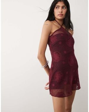 Motel Kaku Crochet Dress - Red