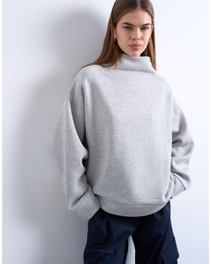 TOPSHOP Funnel Neck Oversized Sweat - Gray