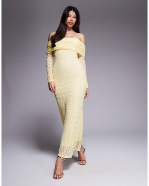Bardot Adoni Off The Shoulder Textured Lace Maxi Dress - Gray