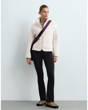 Oysho High Rise Warm Flare Trousers With Zips - White