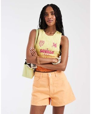 ASOS Pantalones Cortos Naranjas De Corte Alargado Acampanado