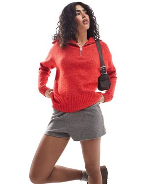 JJXX Half Zip Knitted Jumper - Red