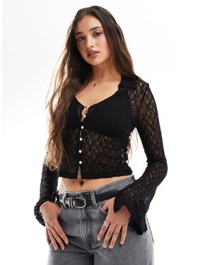 ONLY Flute Sleeve Lace Shirt - Black