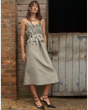 Muse Assembly – gerafftes midaxi-kleid aus taft - Grau