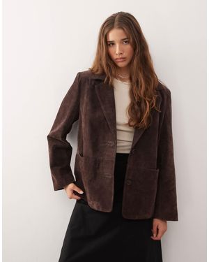 Reclaimed Vintage Real Suede Oversized Blazer - Brown