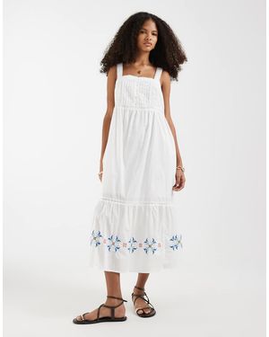 Levi's Vestido Largo Estampado De Bordado Inglés De - Blanco