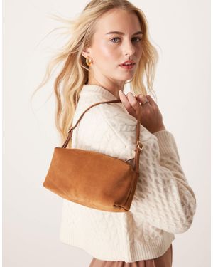 ASOS – kastige wildleder-schultertasche - Grau