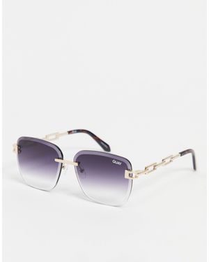 Quay Quay X Saweetie No Cap Womens Rimless Square Sunglasses - Metallic