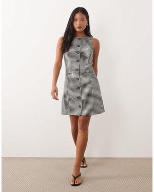 Nobody's Child Petite Theo Slash Neck Tailored Mini Dress - Gray