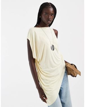 ASOS Drapey Asymmetric Longline Sleeveless Top - Natural