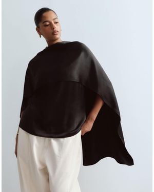 ARRANGE Curve Satin Underlay Cape Top - Black