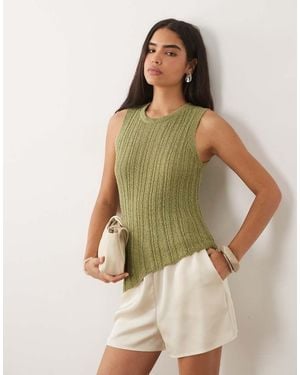 ASOS Knitted Ladder Stitch Asymmetrical Top - Green