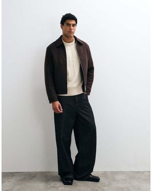 SELECTED Wool Blend Double Zip Jacket - Brown