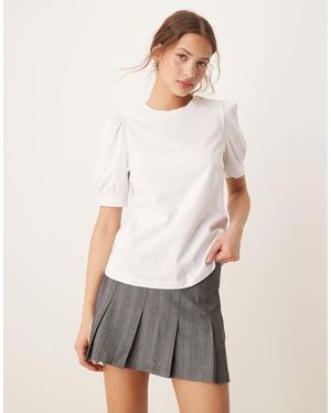 Aware T-Shirt With Puff Sleeves - White