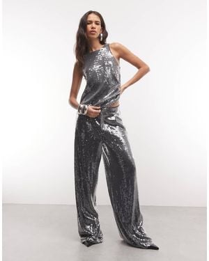 ASOS Co-Ord Broek Met Lovertjes En Wijde Pijpen - Zwart